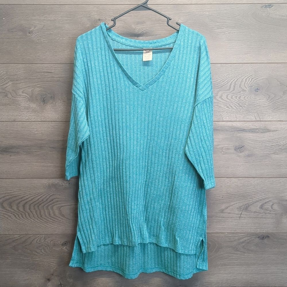 Faded Glory Ribbed V Neck Sweater Womens Plus Size 1x 16W